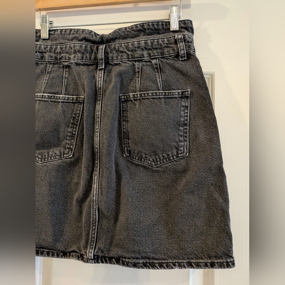 Anthropologie Pilcro Button-Front Denim Mini Skirt Black Size 6 Utility Bohemian - Picture 11 of 16